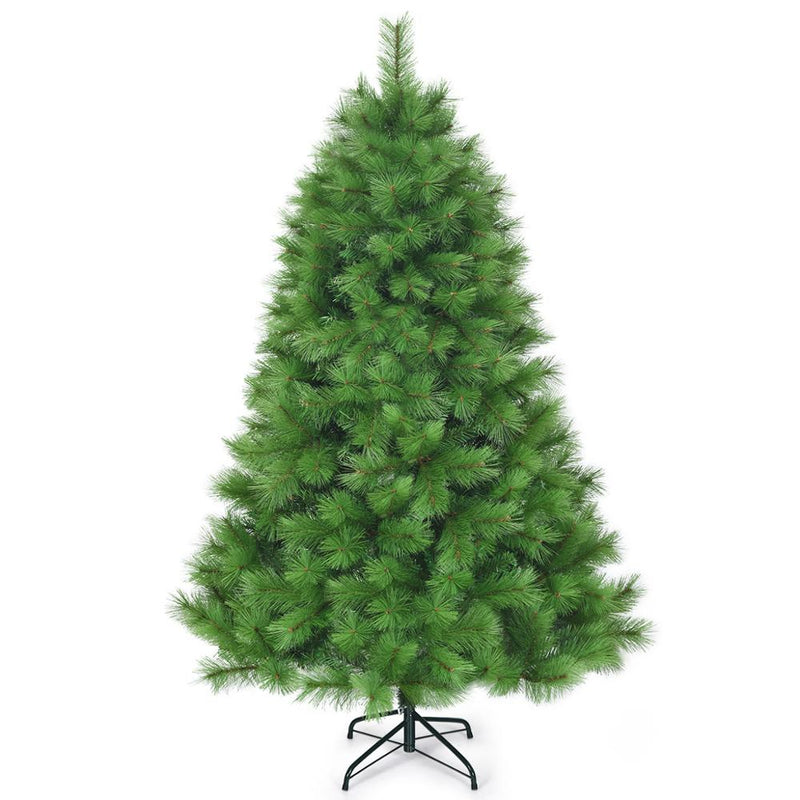 6 ft Hinged Artificial Christmas Tree Holiday Decoration w/ Foldable Metal Stand CM22807