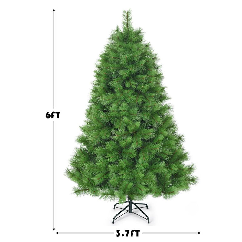 6 ft Hinged Artificial Christmas Tree Holiday Decoration w/ Foldable Metal Stand CM22807