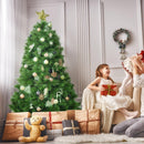 6 ft Hinged Artificial Christmas Tree Holiday Decoration w/ Foldable Metal Stand CM22807
