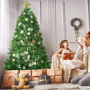 7 ft Hinged Artificial Christmas Tree Holiday Decoration w/ Foldable Metal Stand CM22808