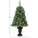 Set of 2 Christmas Entrance Tree 4ft w/Pine Cones Red Berries & Glitter Branches 2*CM22794