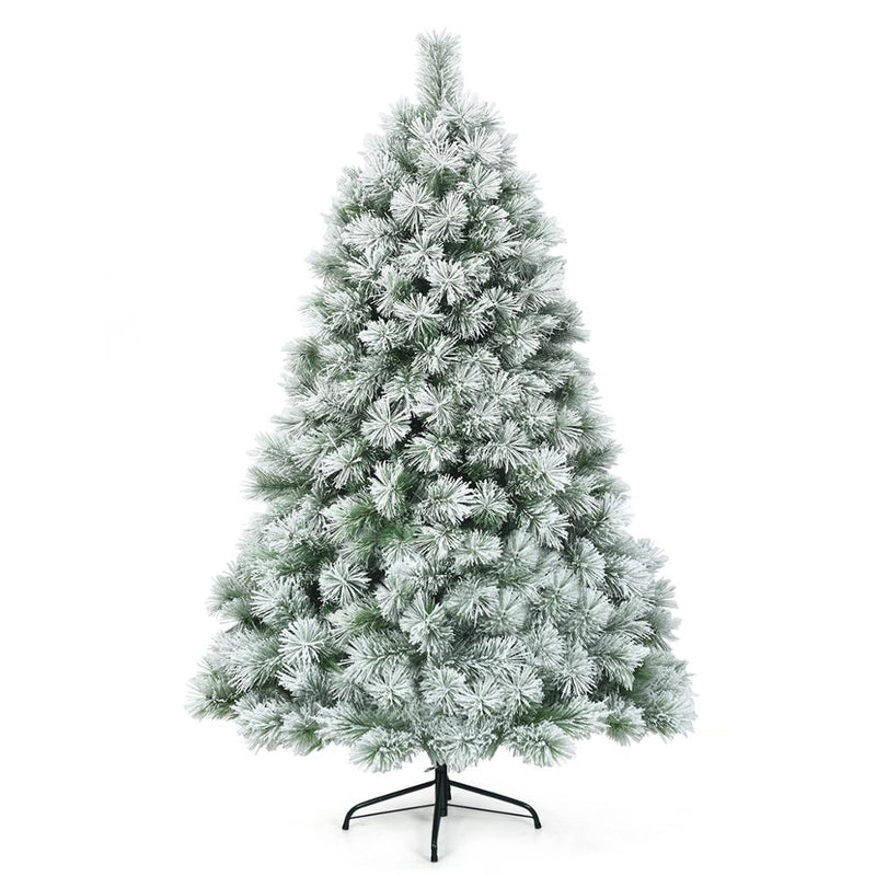 6 ft Premium Hinged Artificial Christmas Tree Snowy Pine Needles w/ 586 Branches CM22817
