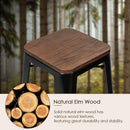 Set of 4 Counter Height Backless Barstool 26'' Metal Stackable Stool w/Wood Seat HW66692BK-4
