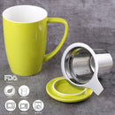 450ML Porcelain Tea Mug Cup with Lid and Stainless Steel Infuser Filter