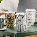 450ML Porcelain Tea Mug Cup with Lid and Stainless Steel Infuser Filter