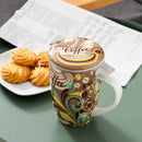 450ML Porcelain Tea Mug Cup with Lid and Stainless Steel Infuser Filter