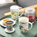 450ML Porcelain Tea Mug Cup with Lid and Stainless Steel Infuser Filter