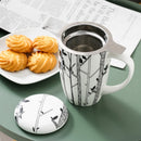 450ML Porcelain Tea Mug Cup with Lid and Stainless Steel Infuser Filter