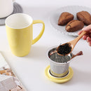 450ML Porcelain Tea Mug Cup with Lid and Stainless Steel Infuser Filter