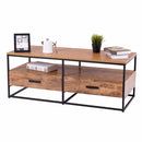 47" 2-Tier Cocktail Coffee Table Metal Desk Shelf Storage Bedroom W/2 Drawer Home Furniture HW59331
