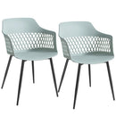 Set of 2 Dining Chair Modern Hollow Back Plastic Arm Chair w/ Metal Legs HW64140