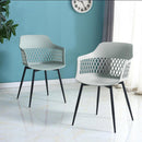 Set of 2 Dining Chair Modern Hollow Back Plastic Arm Chair w/ Metal Legs HW64140