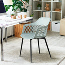 Set of 2 Dining Chair Modern Hollow Back Plastic Arm Chair w/ Metal Legs HW64140