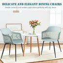 Set of 2 Dining Chair Modern Hollow Back Plastic Arm Chair w/ Metal Legs HW64140