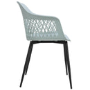 Set of 2 Dining Chair Modern Hollow Back Plastic Arm Chair w/ Metal Legs HW64140