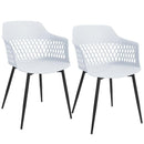 Set of 2 Dining Chair Modern Hollow Back Plastic Arm Chair w/ Metal Legs HW64140