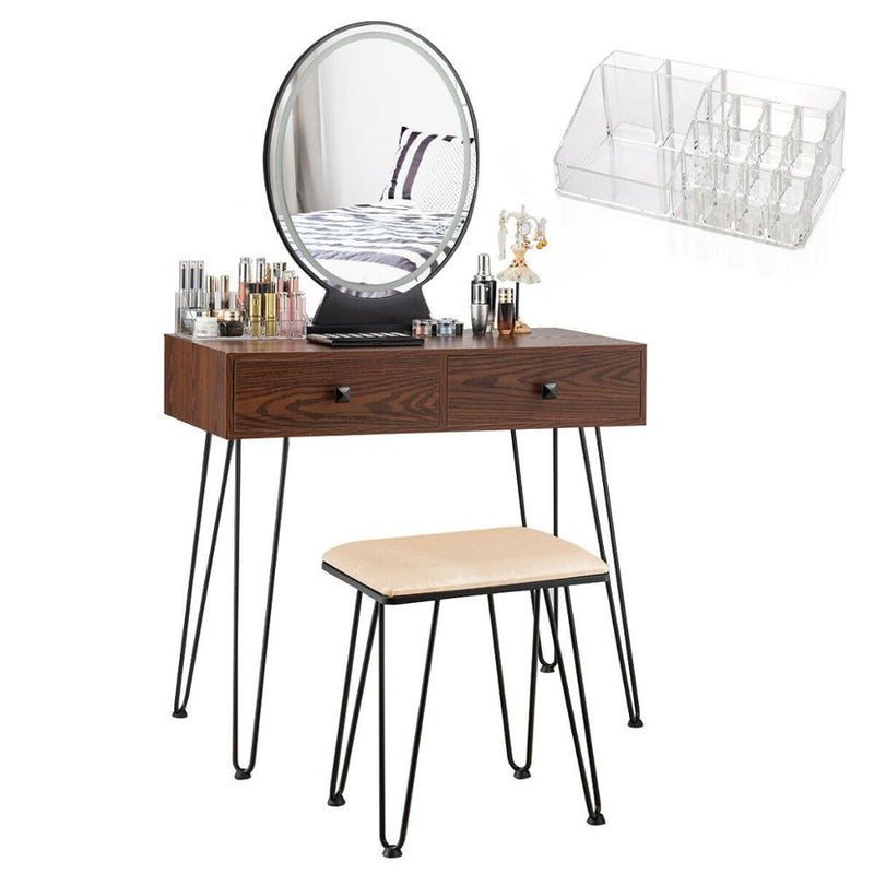Makeup Dressing Table W/ 3 Lighting Modes Mirror Touch Switch HW66088CF
