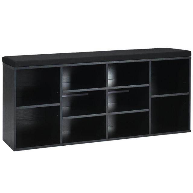 Entryway Padded Shoe Storage Bench 10-Cube Organizer Bench Adjustable HW63680