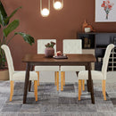 Set of 4 Tufted Dining Chair Parsons Upholstered Fabric Chair with Wooden Legs