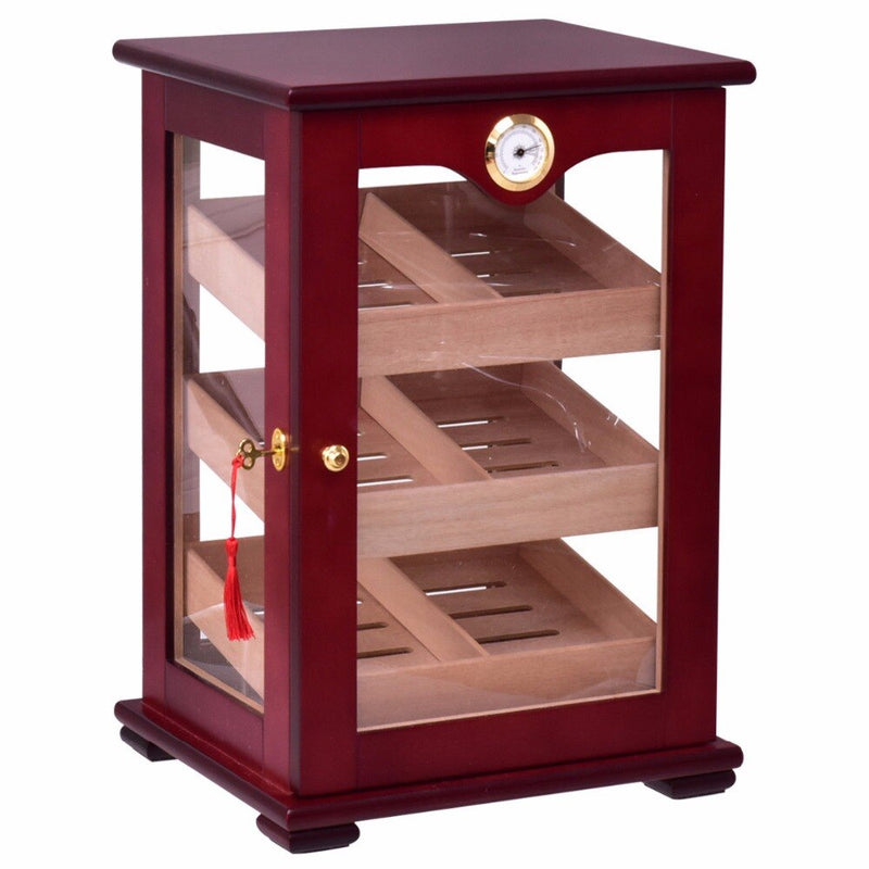 Countertop Display Humidor 150 Cigars Storage Cabinet Humidifier Hygrometer New Living Room Cabinet HW56599