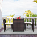 3PCS Outdoor Patio Rattan Furniture Set Space Saving Garden Deck W/Cushion