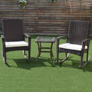 3 PCS Rattan Wicker Patio Furniture Set Coffee Table Rocking Chair Cushioned New Garden Set HW54922