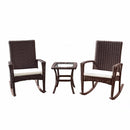 3 PCS Rattan Wicker Patio Furniture Set Coffee Table Rocking Chair Cushioned New Garden Set HW54922