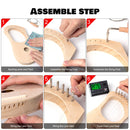 Lyre Harp 7 String DIY Kit Make Your Own Bass Wood with String Saddle String Post Tuning Wrench