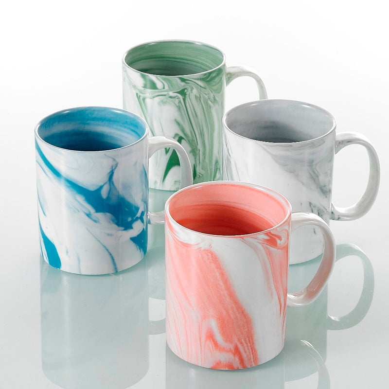 4-Piece 4-Design 360ML Porcelain Coffee Water Cup Set with Handle