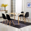 Giantex 4PCS Mid Century Modern Dining Side Chair Wood Leg Black Dining Room Furniture HW65771BK-4