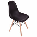 Giantex 4PCS Mid Century Modern Dining Side Chair Wood Leg Black Dining Room Furniture HW65771BK-4