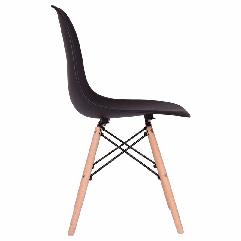 Giantex 4PCS Mid Century Modern Dining Side Chair Wood Leg Black Dining Room Furniture HW65771BK-4