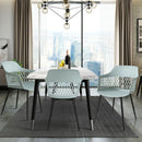 Set of 4 Dining Chair Modern Hollow Back Plastic Arm Chair w/ Metal Legs 2*HW64140