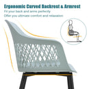 Set of 4 Dining Chair Modern Hollow Back Plastic Arm Chair w/ Metal Legs 2*HW64140