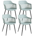 Set of 4 Dining Chair Modern Hollow Back Plastic Arm Chair w/ Metal Legs 2*HW64140