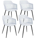 Set of 4 Dining Chair Modern Hollow Back Plastic Arm Chair w/ Metal Legs 2*HW64140