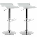 Set of 2 Swivel Bar Stool Adjustable PU Leather Backless Dining Chair HW66518