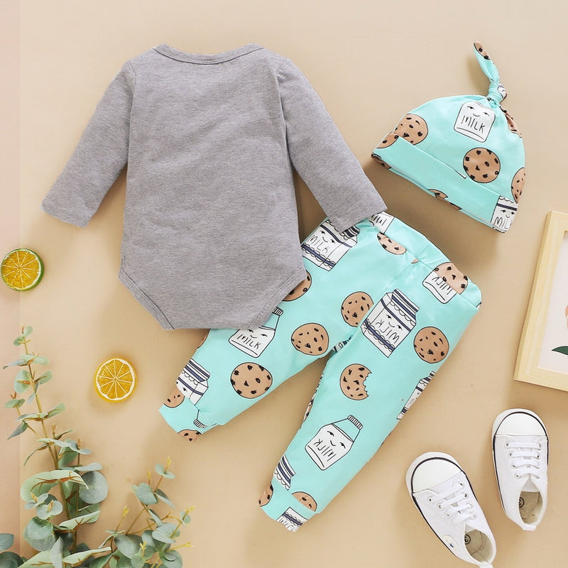 Newborn Baby Boys Girls Clothes Sets Winter Long Sleeve Bodysuits And Pants Hat Casual Infant Girls Outfits