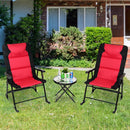 3 PCS Outdoor Folding Rocking Chair Table Set Bistro Sets Patio Furniture Red Outdoor Furniture OP3638