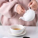 4-Piece Tea for one Set Cream White Porcelain w/ Teapot Cup Saucer