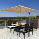 5 PCS Patio Rattan Dining Set Table w/Wood Top Cushioned Chars Garden Yard Deck HW64308+