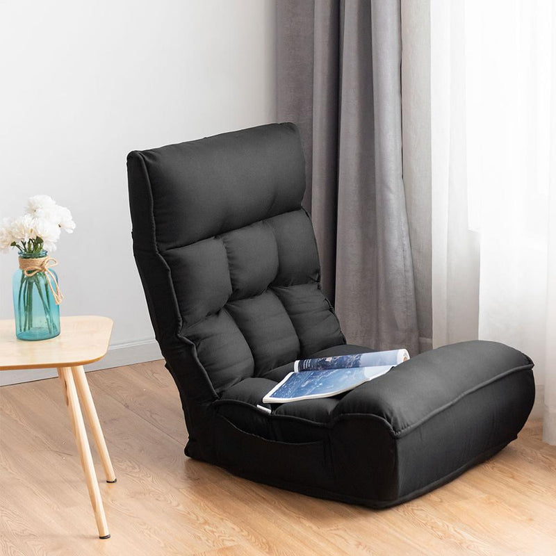4-Position Floor Chair Folding Lazy Sofa w/Adjustable Backrest& Headrest HW66375