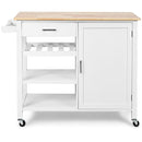 4-Tier Wood Kitchen Island Trolley Cart Storage Cabinet w/ Wine Rack & Drawer HW66112