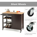 4-Tier Wood Kitchen Island Trolley Cart Storage Cabinet w/ Wine Rack & Drawer HW66112