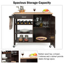 4-Tier Wood Kitchen Island Trolley Cart Storage Cabinet w/ Wine Rack & Drawer HW66112