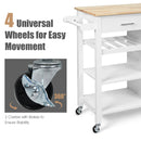 4-Tier Wood Kitchen Island Trolley Cart Storage Cabinet w/ Wine Rack & Drawer HW66112
