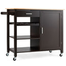 4-Tier Wood Kitchen Island Trolley Cart Storage Cabinet w/ Wine Rack & Drawer HW66112