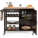4-Tier Wood Kitchen Island Trolley Cart Storage Cabinet w/ Wine Rack & Drawer HW66112