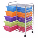 15 Drawer Rolling Storage Cart Tools Scrapbook Paper Office School Organizer