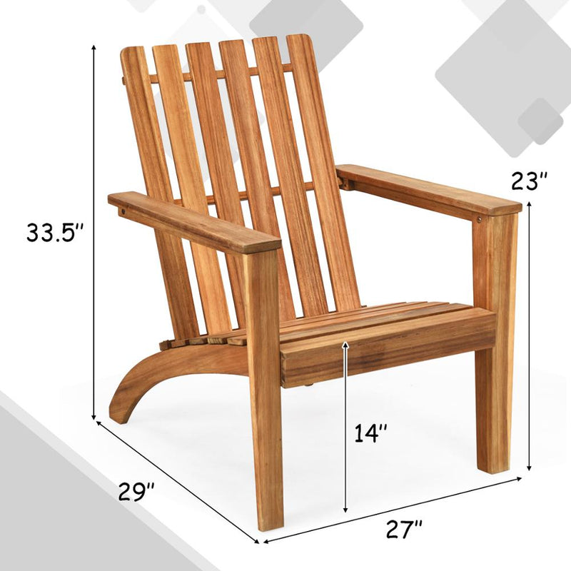 2PCS Acacia Wood Adirondack Chair Lounge Armchair Durable Outdoor Garden Yard 2*OP70602